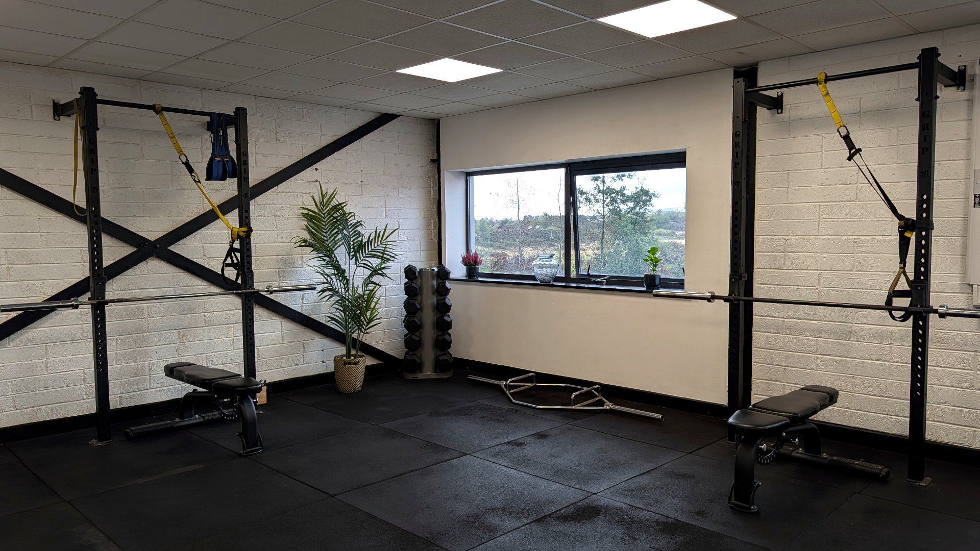 Two squat racks and benches at STR3NGTH Airside, Swords