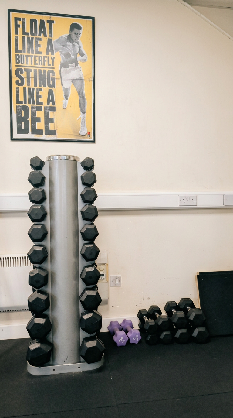 Squat rack and dumbbell area at STR3NGTH studio in Airside, Swords